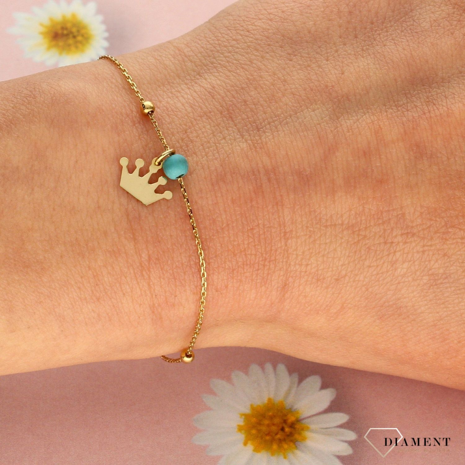 Złota bransoletka damska korona 585 żółte złoto 000000-105.jpg