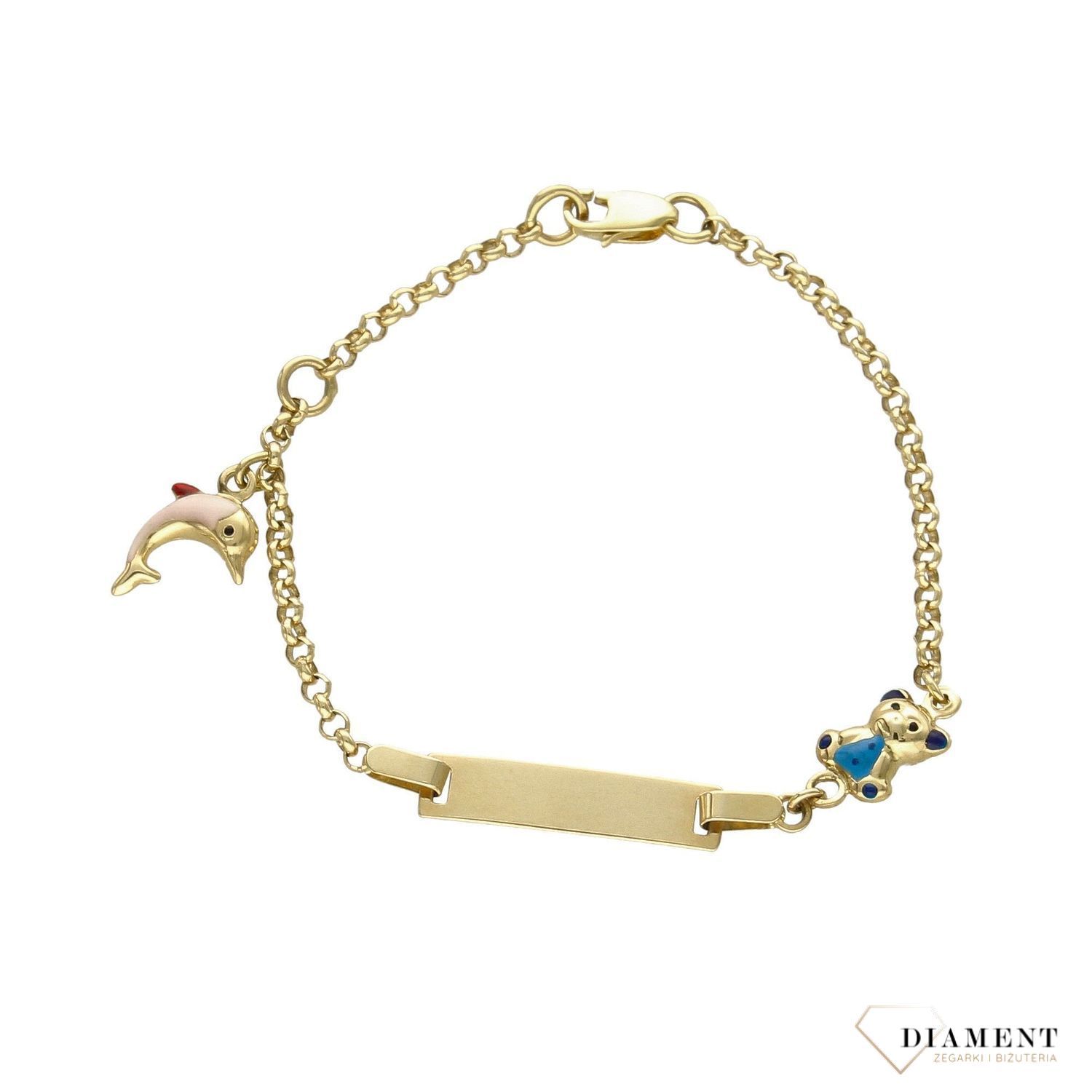 Złota bransoletka dziecięca blaszka z zawieszkami 000000-109 (2).jpg