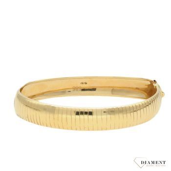 Złota bransoletka sztywna w kształcie owalu, wykonanym z najwyższej jakości złota próby 585. Złota bransoletka to świetny pomysł na prezent dla kobiety.  (1).jpg