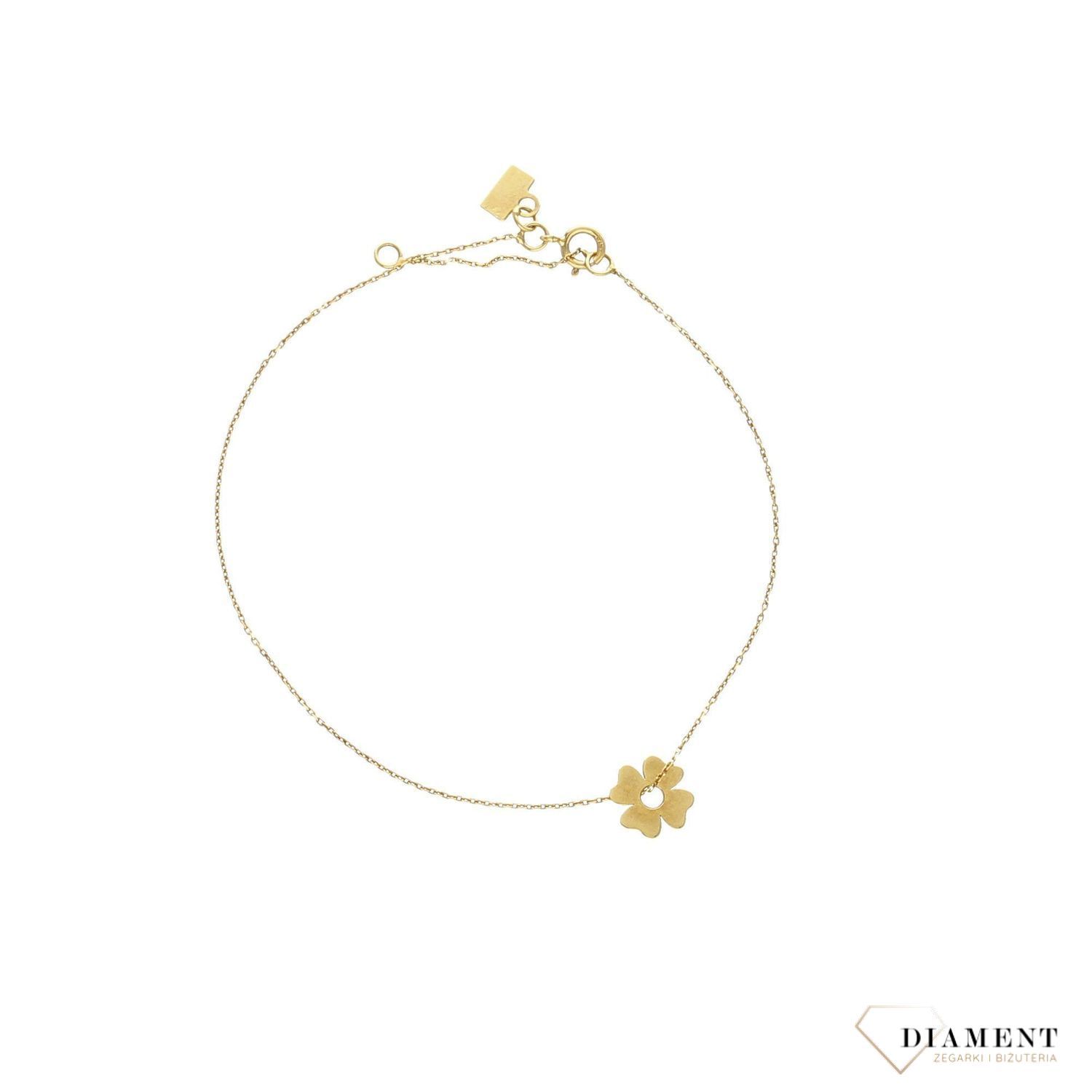 Złota bransoletka koniczynka to wspaniały przykład że zakładając złoto można czuć się elegancko i romantycznie. Taka bransoletka może być idealnym prezentem.  (1).jpg