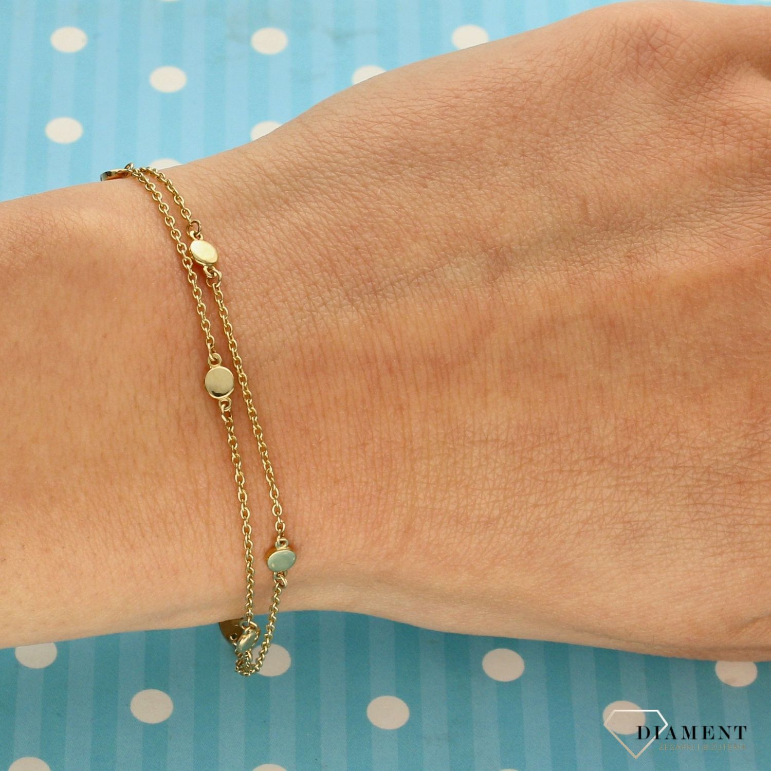 Złota bransoletka damska 'Delikatne guziki ' 585 żółte złoto (2).jpg