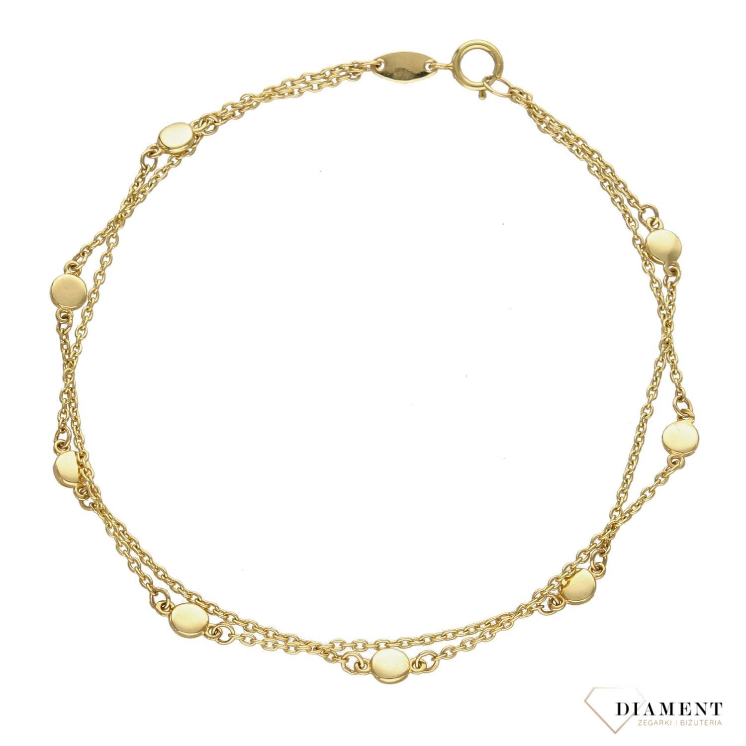 Złota bransoletka damska 'Delikatne guziki ' 585 żółte złoto (2).jpg