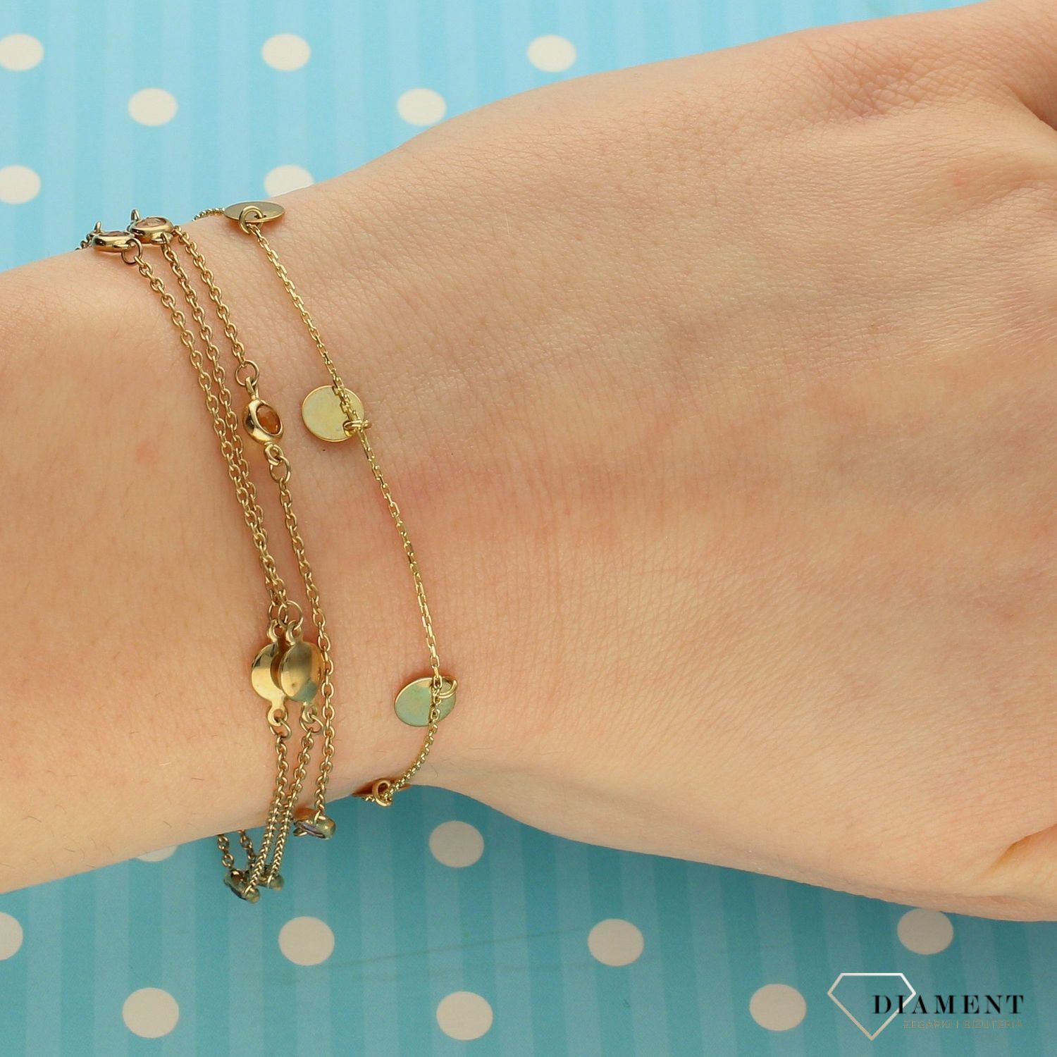 Złota bransoletka 333 złote blaszki z kolorową cyrkonią 000000-202vv (2).jpg