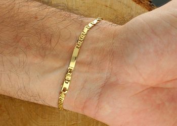 Złota bransoletka 333 z blaszką do graweru – 4 mm, 21 cm, elegancka i ponadczasowa Au.jpg