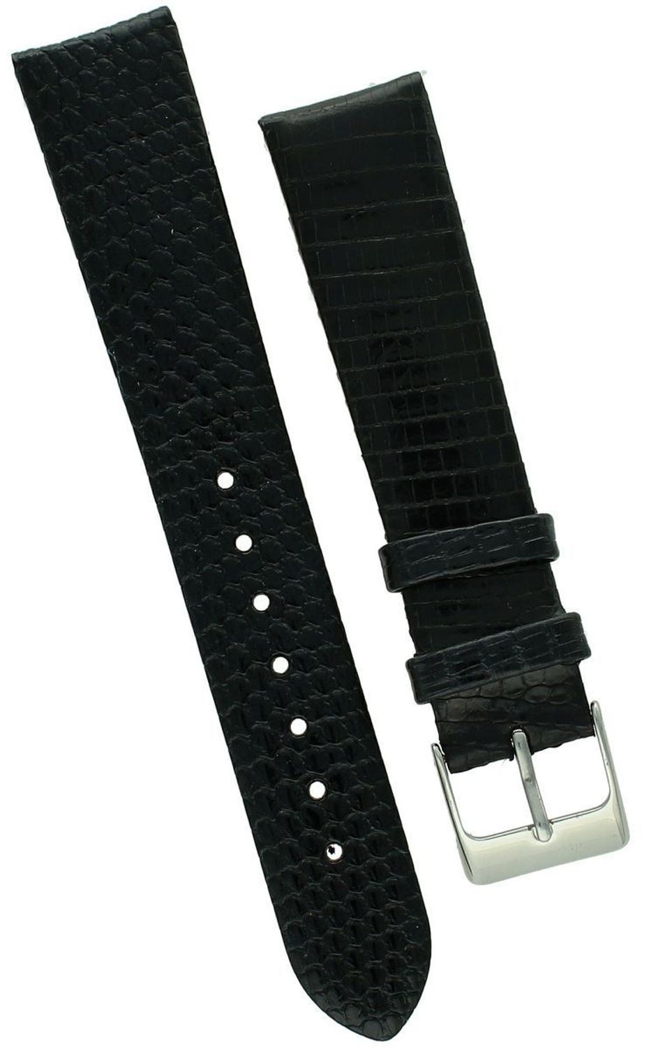 Elegancki pasek do zegarka z wysokiej jakości skóry jaszczurki, model 0076.01.18, szerokość mocowania 18 mm, długość 85111 mm, sprzączka stalowa w srebrnym kolorze. 1.jpg