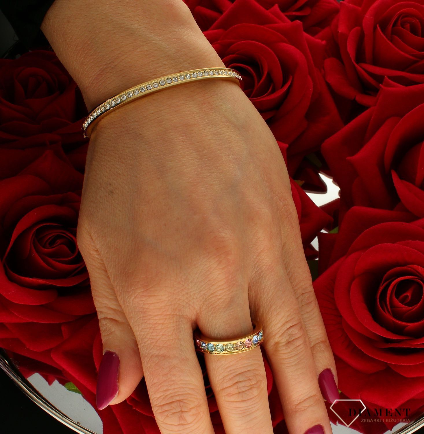 Bransoletka damska Coeur De Lion sztywna kolorowe kryształki Swarovski 0127331816.jpg