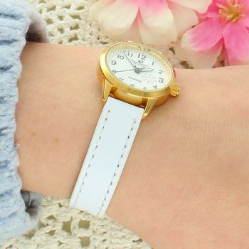 Zegarek komunijny Timemaster Event 013-12 – biały pasek, złota koperta, tarcza 26 mm + pudełko Pamiątka Pierwszej Komunii Św. white.jpg