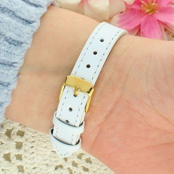 Zegarek komunijny Timemaster Event 013-12 – biały pasek, złota koperta, tarcza 26 mm + pudełko Pamiątka Pierwszej Komunii Św. zapięcie.jpg