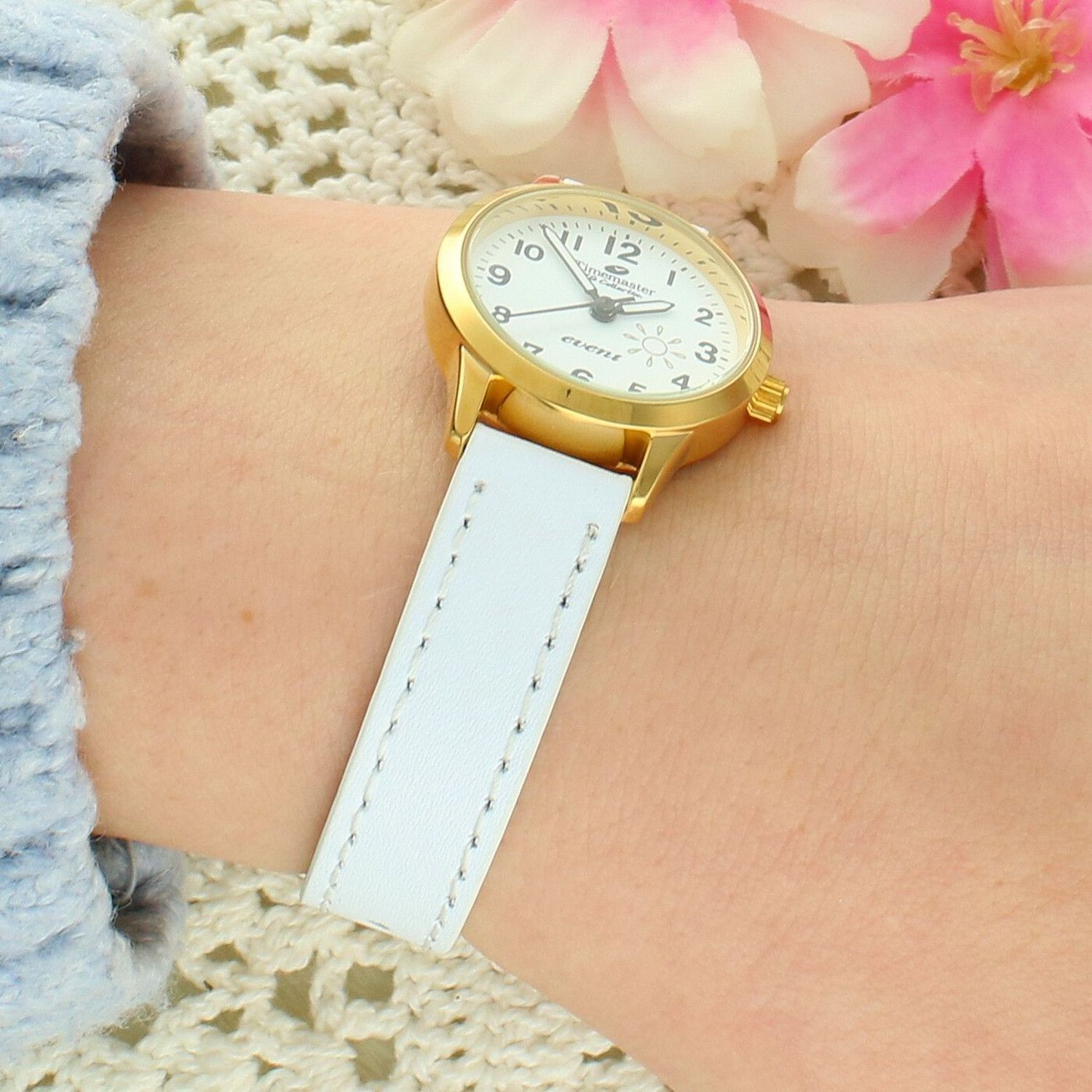 Zegarek komunijny Timemaster Event 013-12 – biały pasek, złota koperta, tarcza 26 mm + pudełko Pamiątka Pierwszej Komunii Św..jpg