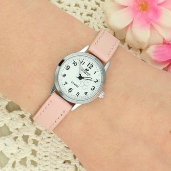 Zegarek komunijny dla dziewczynki Timemaster Event 013-13 – różowy pasek, srebrna koperta, koniczynka 26 mm + pudełko komunijne srebrny.jpg