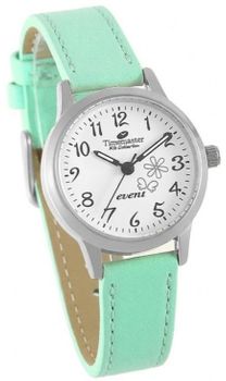 Zegarek dzięciecy Timemaster Event 013-15 – miętowy pasek, srebrna koperta, biała tarcza 26 mm + pudełko Pamiątka Pierwszej Komunii Św..jpg