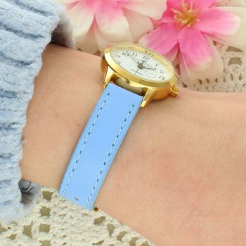 Zegarek dziewczęcy Timemaster Event 013-18 – błękitny pasek, złota koperta, serce na tarczy + pudełko komunijne blue.jpg