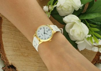 Zegarek dziecięcy Timemaster 013-2 z elegancką złotą kopertą, paskiem z motywem i precyzyjnym mechanizmem kwarcowym. Wodoszczelny i bezpieczny dla dzieci! (3).jpg