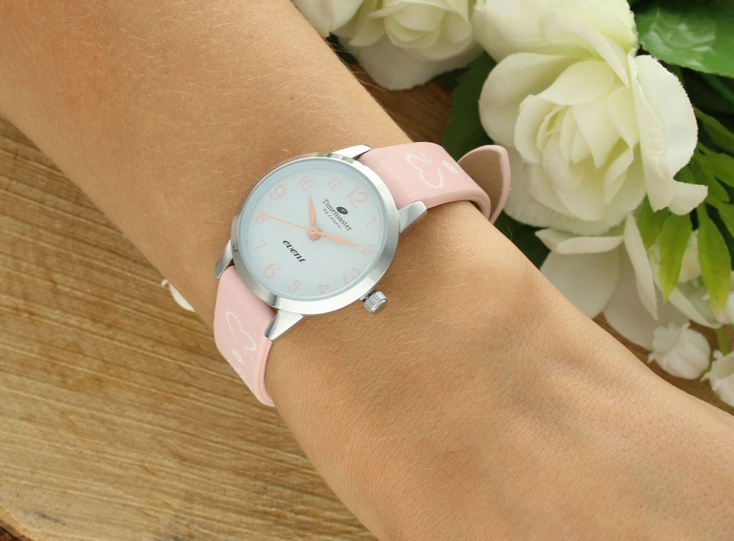 Zegarek dziecięcy Timemaster 013-3 różowy pasek, biała tarcza, kwarcowy.jpg