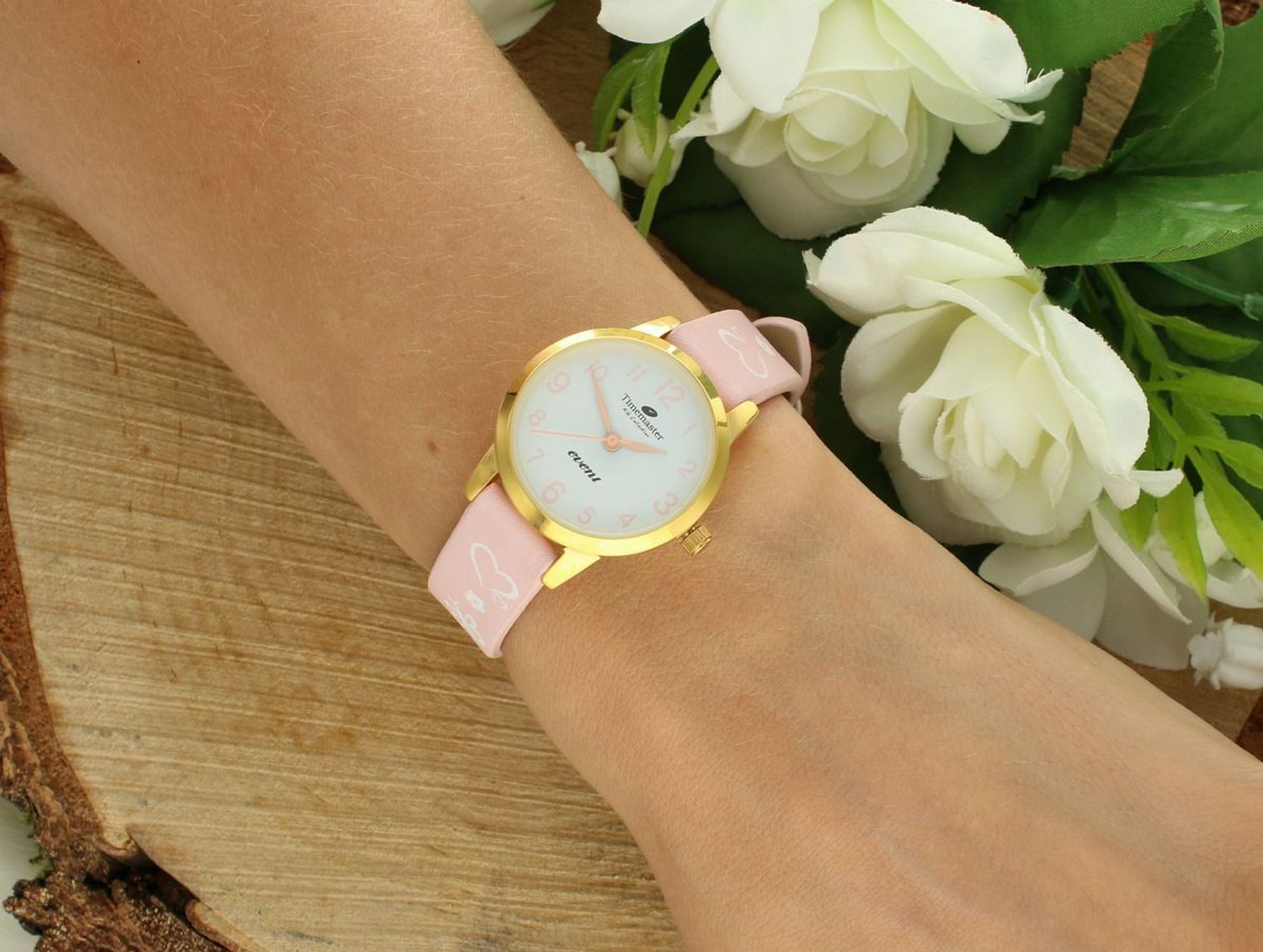 Zegarek dziecięcy Timemaster 013-4 różowy  Pozłacana koperta  Skórzany pasek  30M WR 013-04.jpg