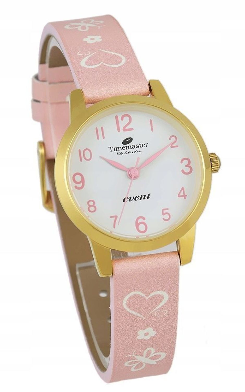 Zegarek dziecięcy Timemaster 013-4 różowy  Pozłacana koperta  Skórzany pasek  30M WR 013-04.jpg