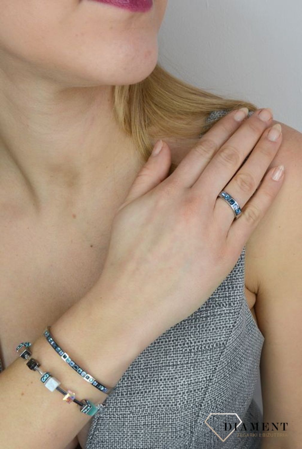 Bransoletka damska Swarovski niebieskie kryształy Coeur De Lion 0130330717  Piękny naszyjnik damski Coeur de Lion.jpg