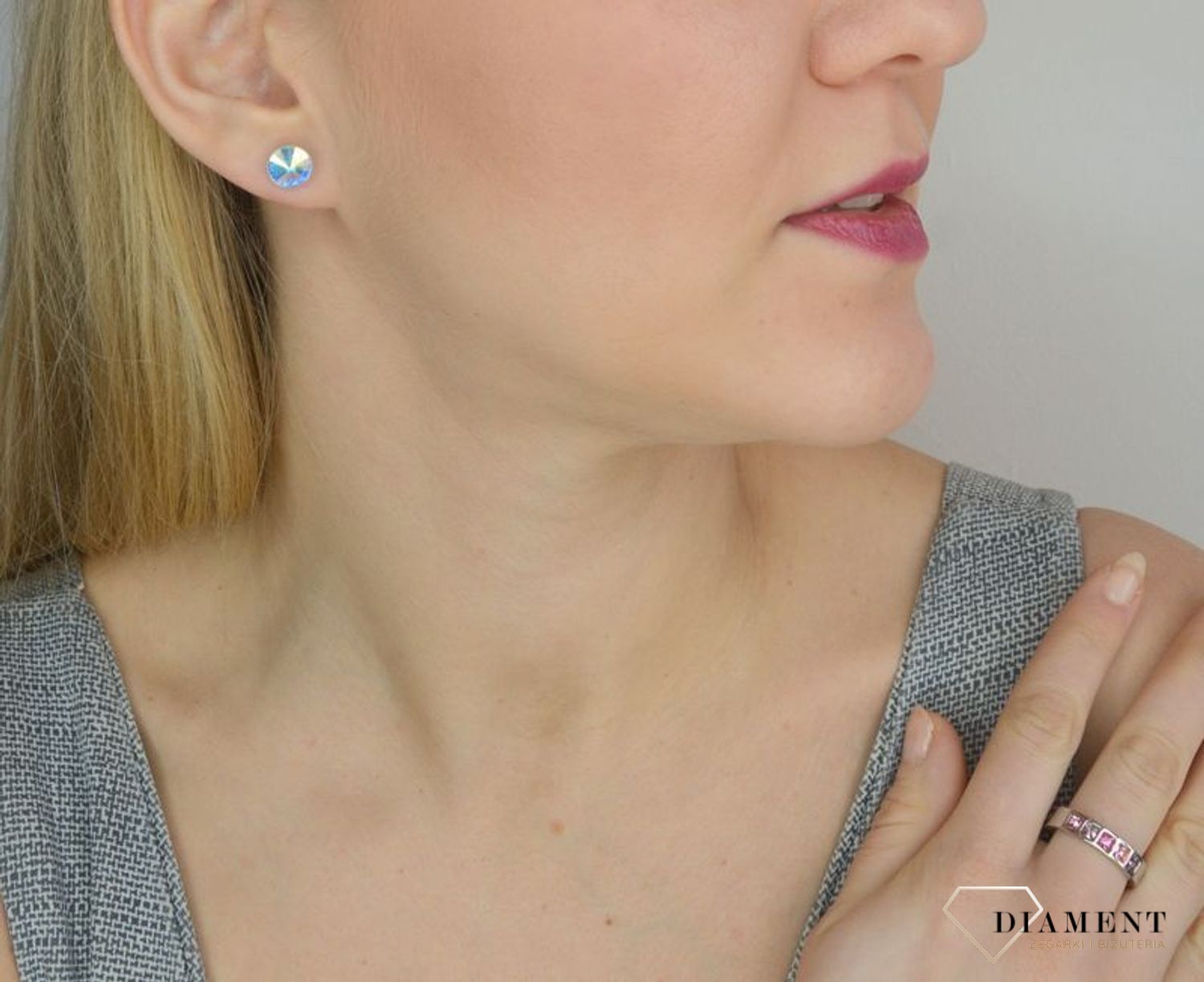 Pierścionek obrączka Swarovski różowe kryształy Coeur De Lion 0130401917.jpg