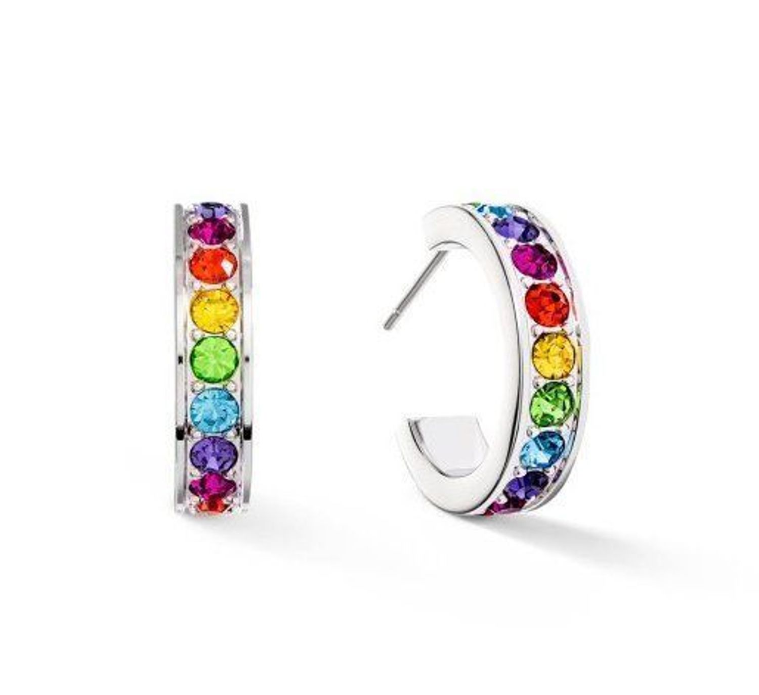 Kolczyki koła z kryształkami Swarovski kolorowe Coeur De Lion 0131211517. Średnica kolczyków 2 cm. Pełne wdzięku filigranowe połączenia z delikatnymi kolorowymi elementami. Zapięcie na sztyft wykonane jest ze s.jpg