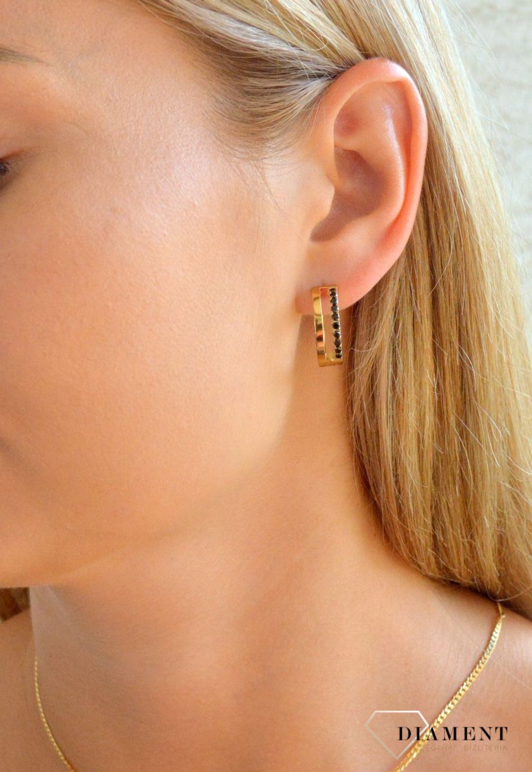 Kolczyki damskie koła Coeur de Lion Spikes złote z cyrkoniami 0136211316.  Kolczyki stalowe Coeur de Lion. Kolczyki stalowe koła. Kolczyki damskie na prezent. Kolczyki koła dla kobiety (1).jpg