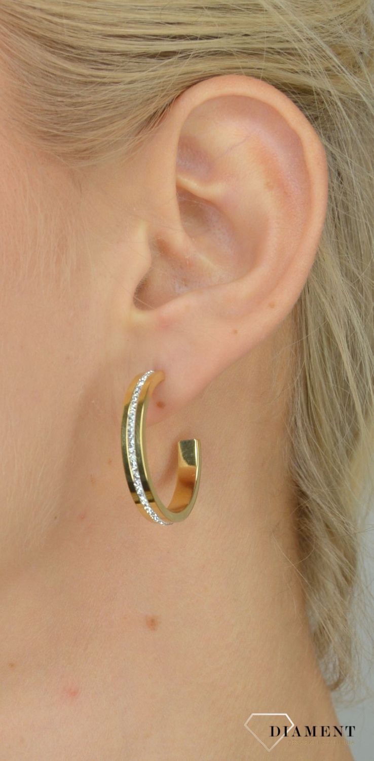 Kolczyki koła pozłacane Swarovski białe Coeur De Lion 0149211816.jpg