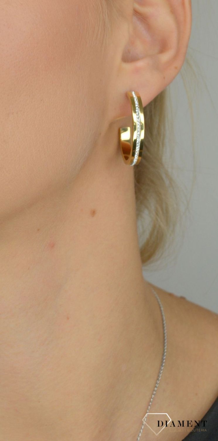 Kolczyki koła pozłacane Swarovski białe Coeur De Lion 0149211816.jpg