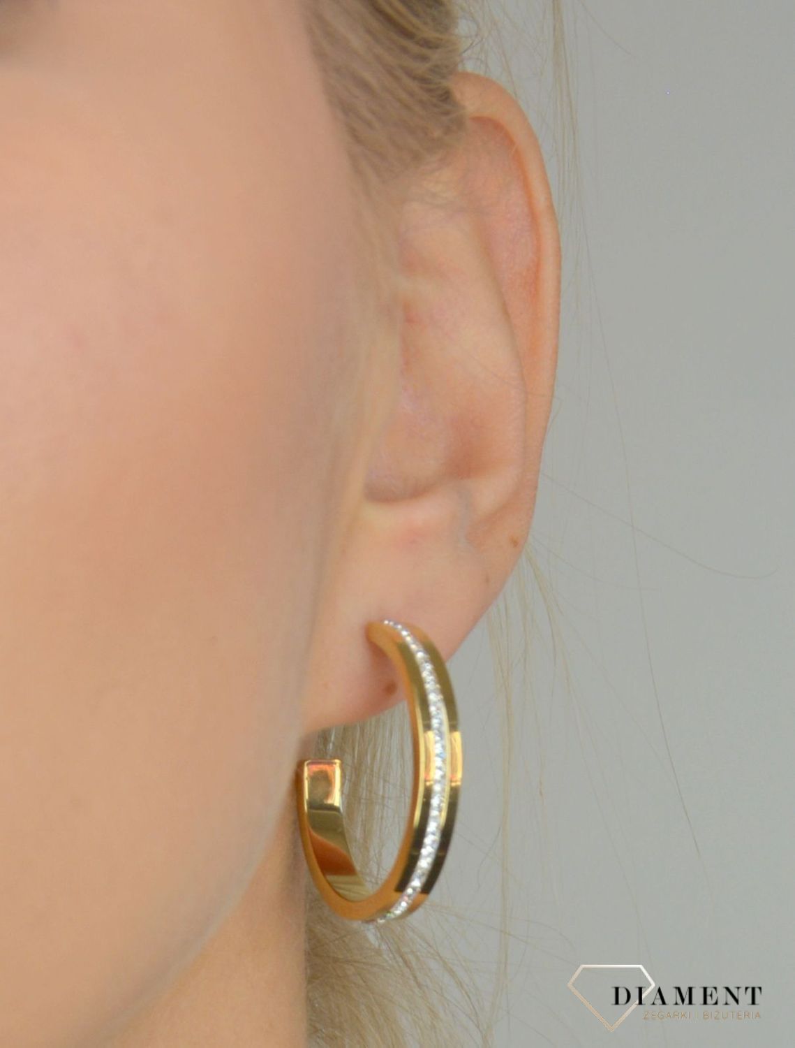 Kolczyki koła pozłacane Swarovski białe Coeur De Lion 0149211816.jpg