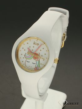 Zegarek dla dziewczynki biały Ice Watch 'Kolorowy konik' 018421. Efektowna i dziecięca tarcza zegarka ze wzorem konika- jednorożca. Biała koperta połączona z paskiem tworzą spójną całość. Zegarek dla dz (4).jpg
