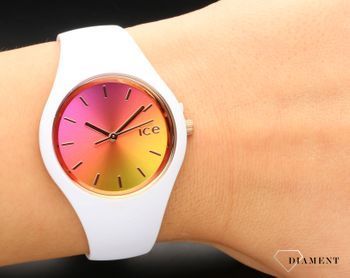 Zegarek damski na białym pasku Ice Watch Sunset Set z bransoletką 018495. Idealny zestaw prezentowy. Zegarek Ice Watch w kolorze (2).jpg