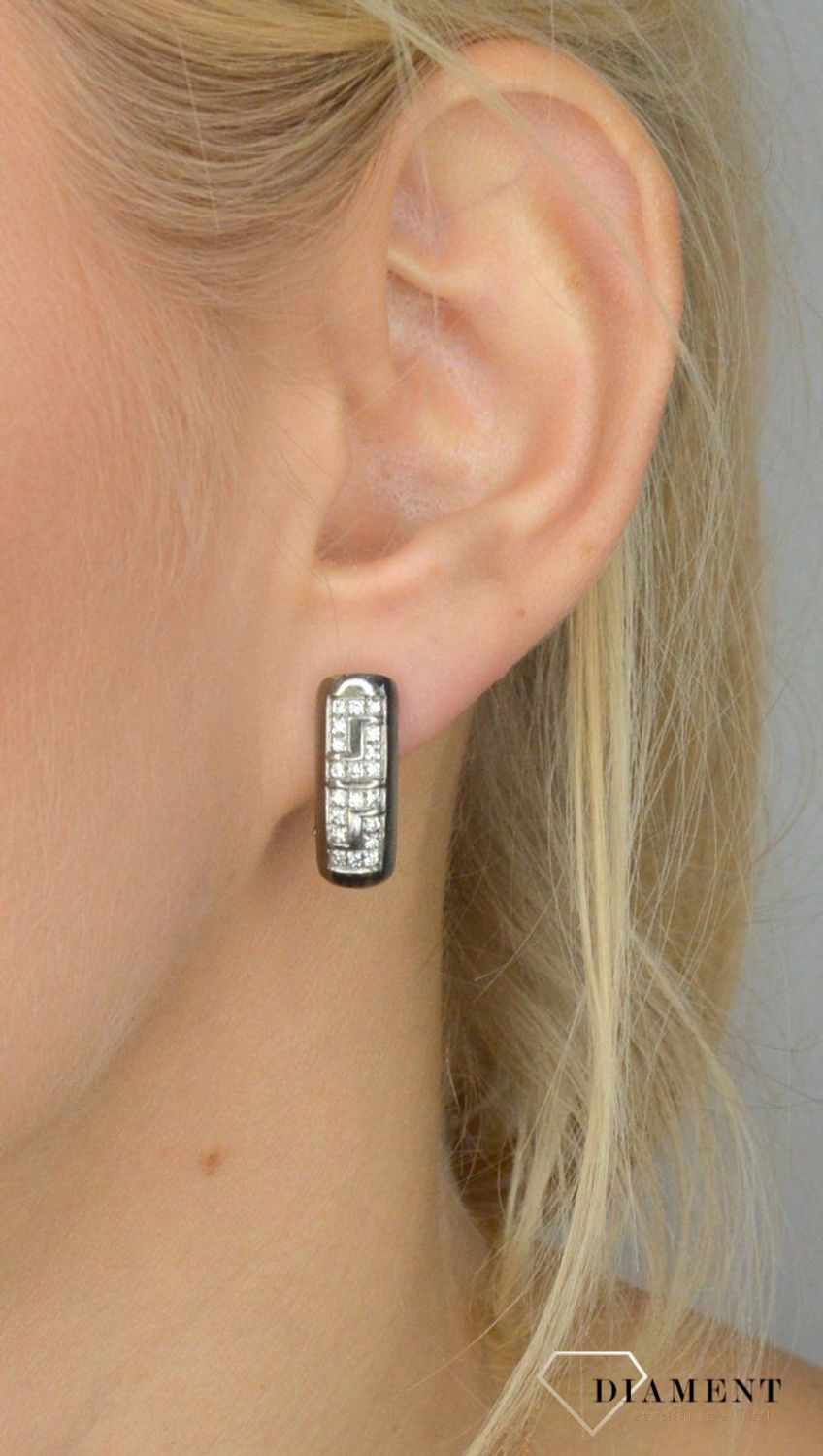 Kolczyki złote wiszące DIAMENT rodowane białe złoto i diamenty 'Guci' E56853 WSI 0,40ct40.jpg