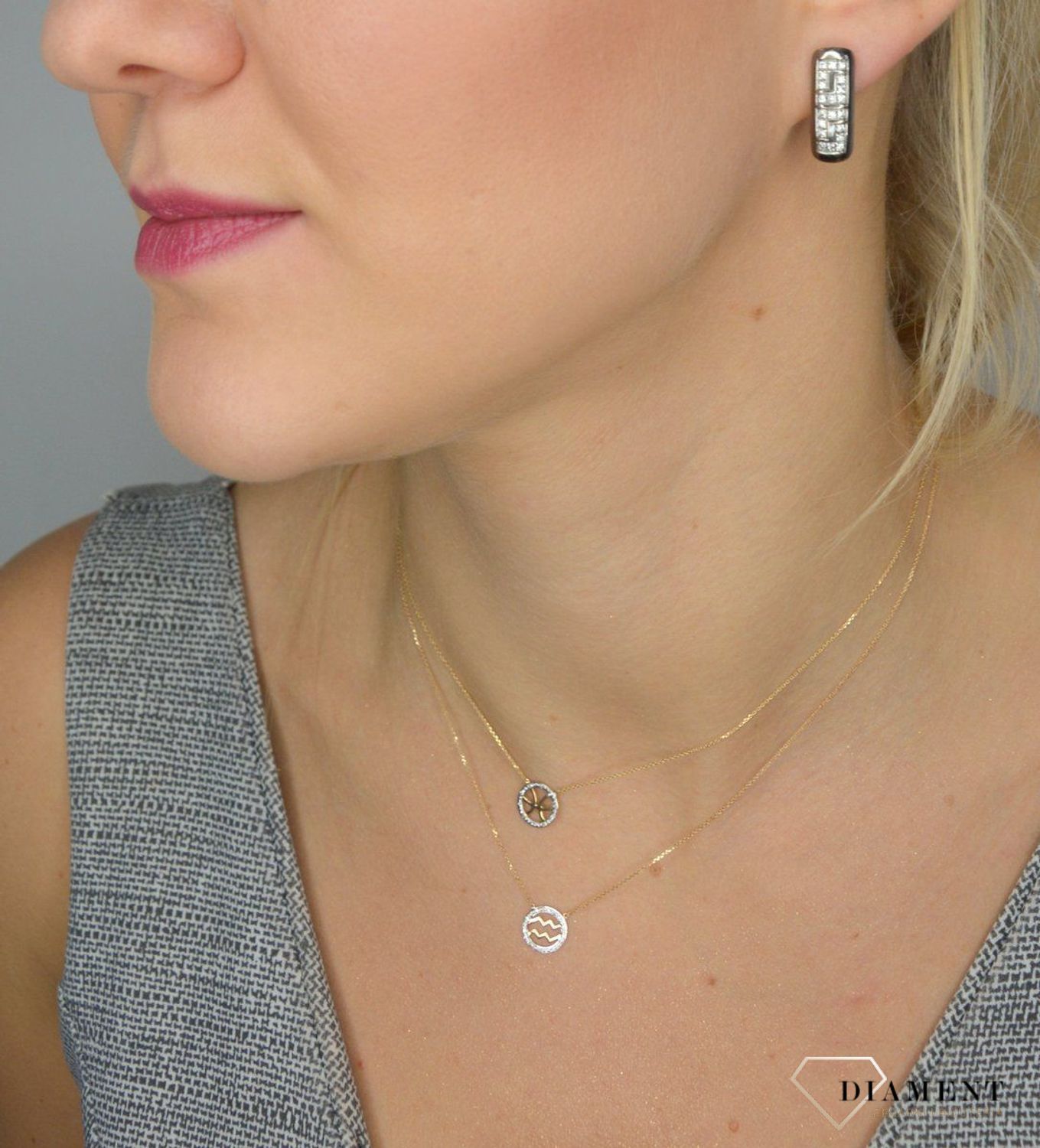 Kolczyki złote wiszące DIAMENT rodowane białe złoto i diamenty 'Guci' E56853 WSI 0,40ct40.jpg