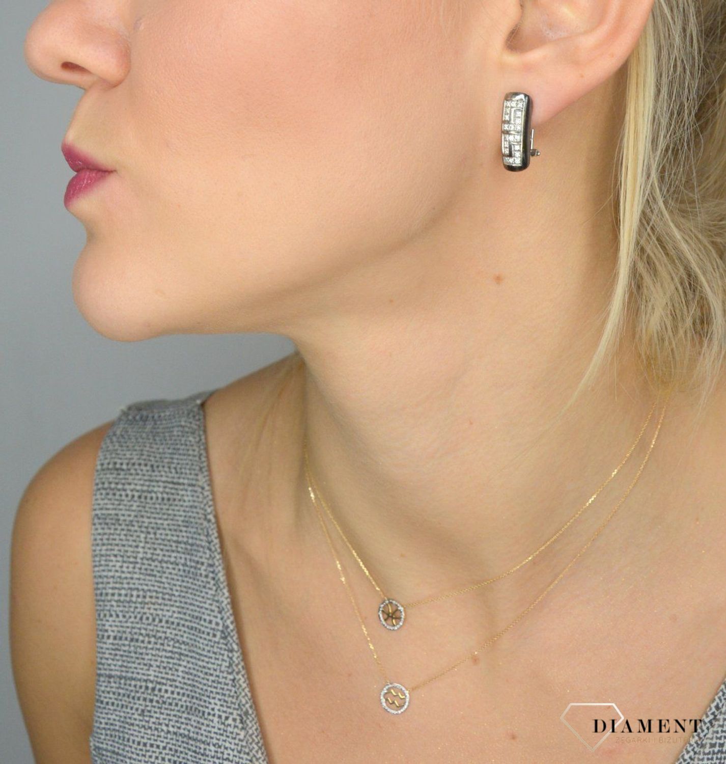 Kolczyki złote wiszące DIAMENT rodowane białe złoto i diamenty 'Guci' E56853 WSI 0,40ct40.jpg