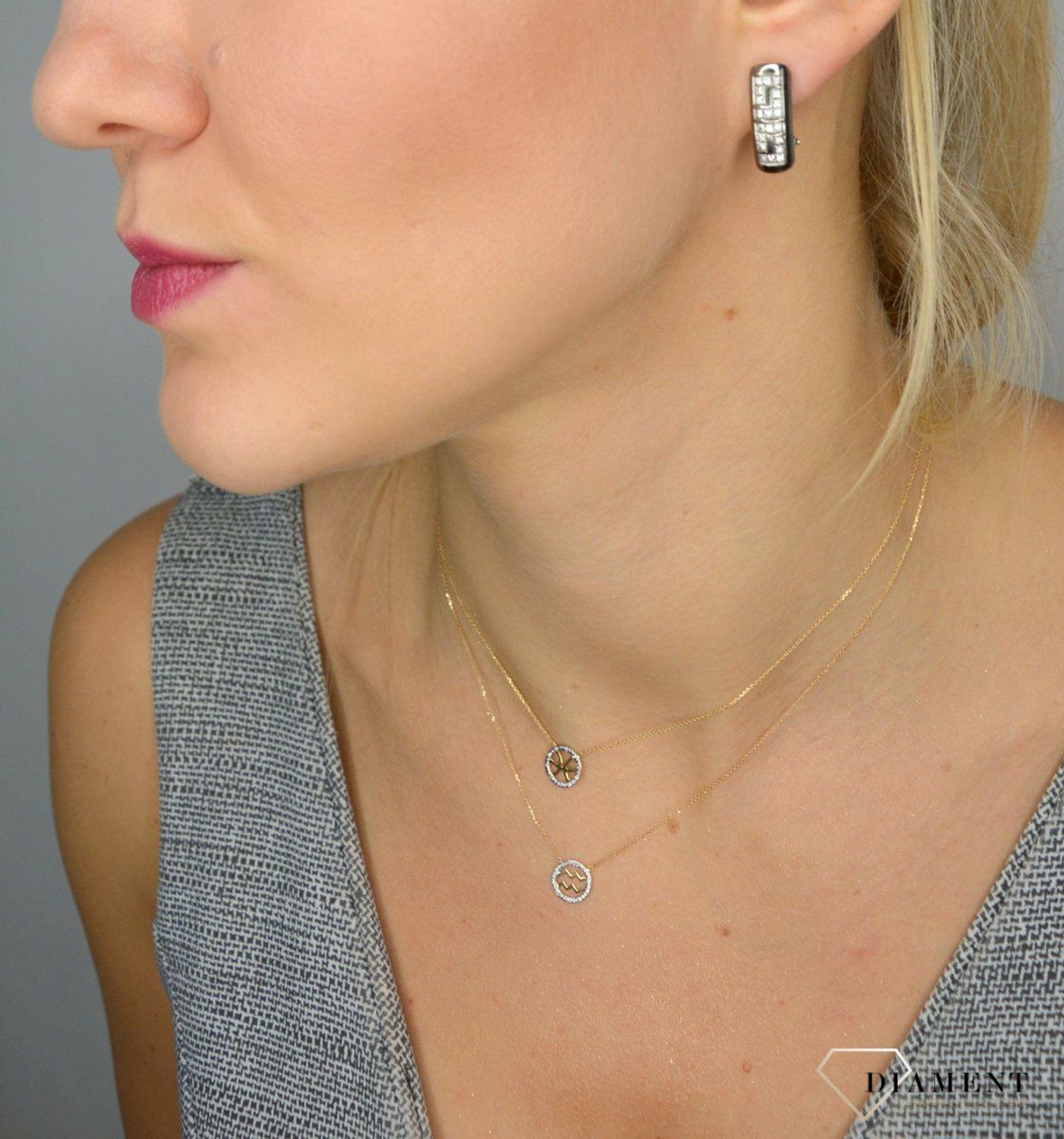 Kolczyki złote wiszące DIAMENT rodowane białe złoto i diamenty 'Guci' E56853 WSI 0,40ct40.jpg