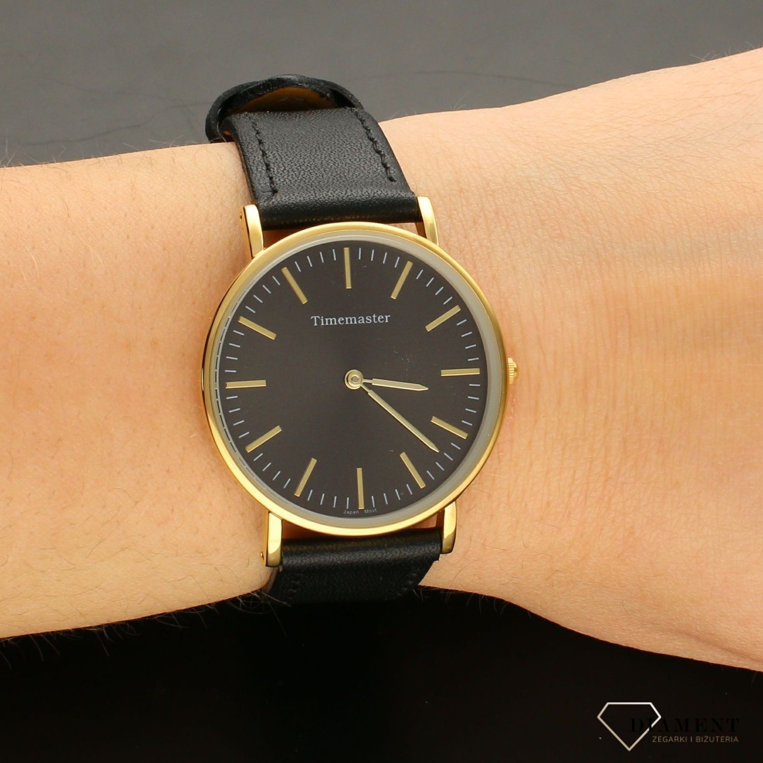 Zegarek damski na skórzanym pasku Timemaster 022-4. Zegarek na czarnym pasku. Subtelny i elegancki zegarek dla każdej kobiety. Zegarek Timemaster damski elegancki. Zegarek idealny na prezent. Zegarek damski dla.jpg