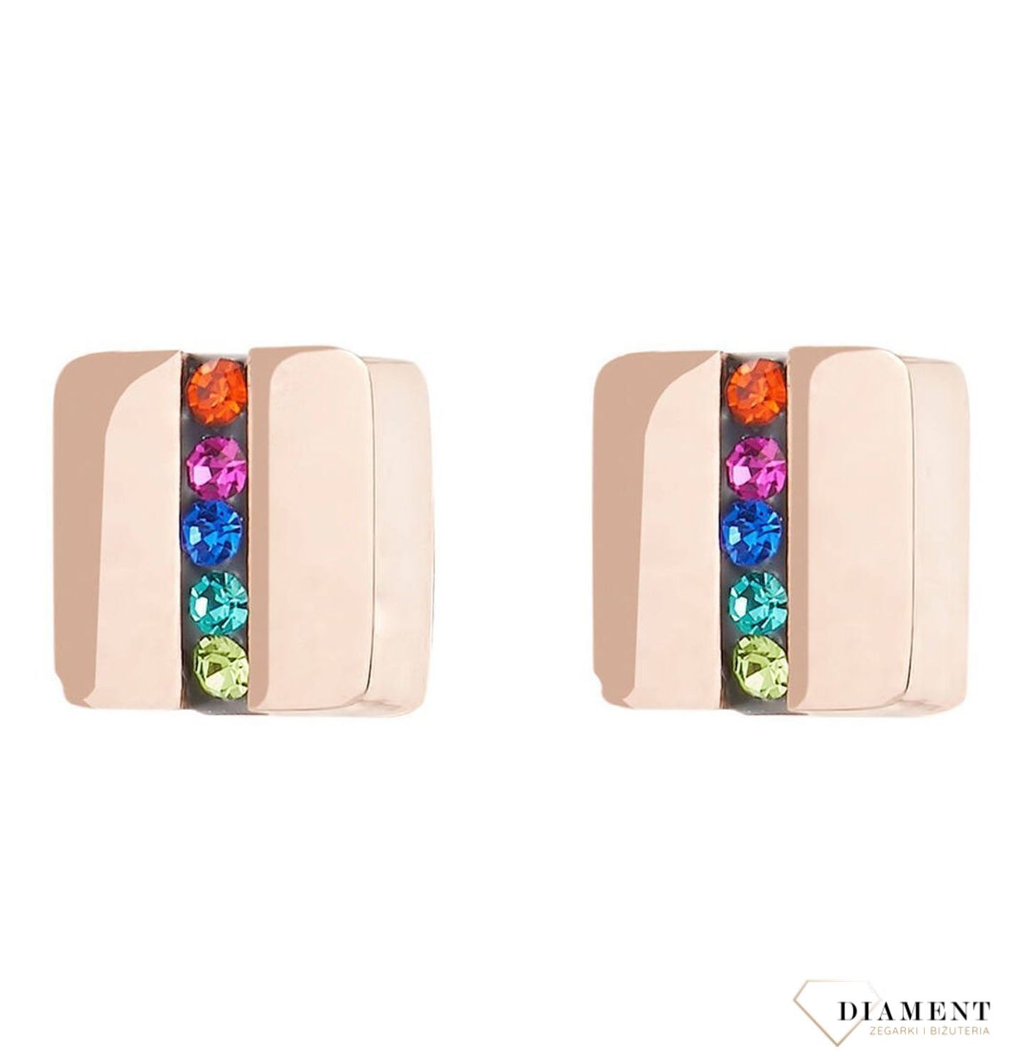 Piękne kolczyki damskie Swarovski kolorowe kwardraciki Coeur De Lion 0225211500 wpisują się w obowiązujące trendy i wyglądają niezwykle efektownie jak dodatek do wielu stylizacji..jpeg