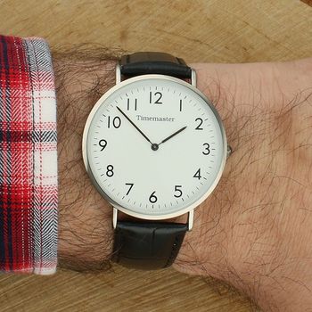 Timemaster 02414 – klasyczny zegarek męski, srebrna koperta, biały cyferblat (2).jpg