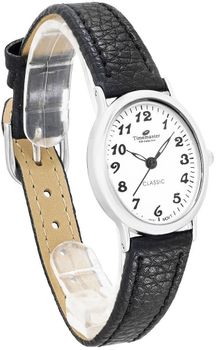 Zegarek damski Timemaster Czytelny 026-111 – owalna srebrna koperta, biała tarcza, czarny skórzany pasek.jpg