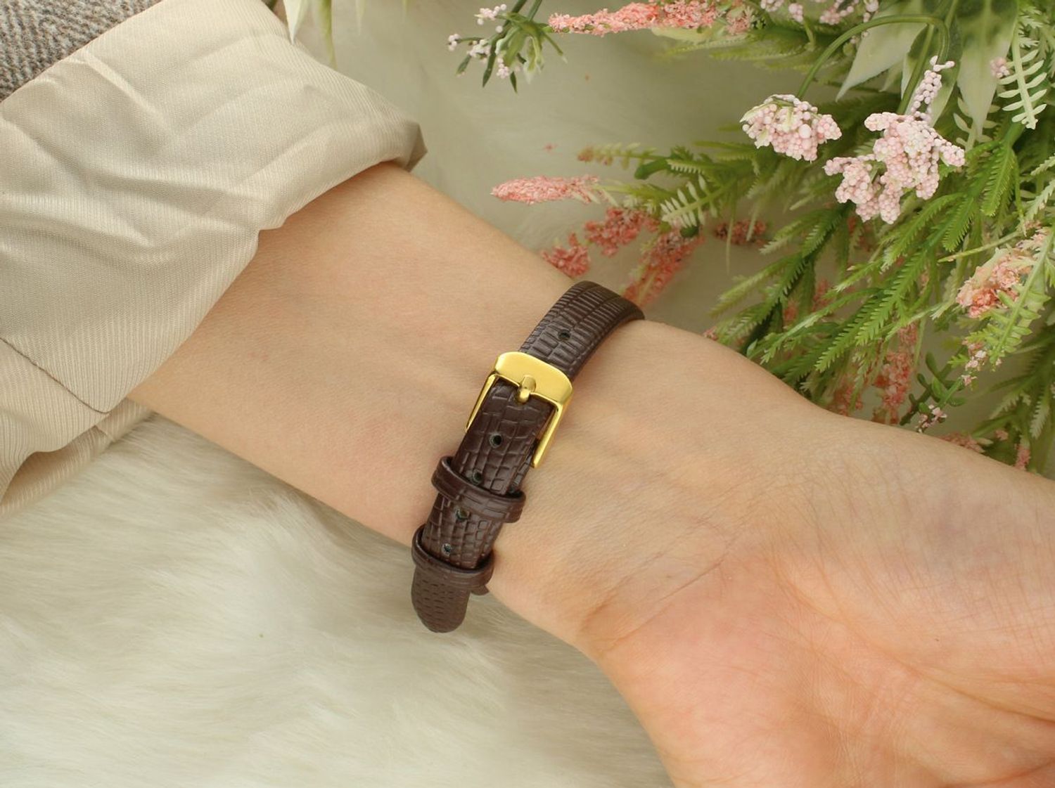 Zegarek damski Timemaster 026-76 brazowy pasek złota koperta.jpg