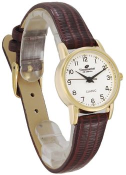 Zegarek damski Timemaster 026-76 brazowy pasek złota koperta.jpg