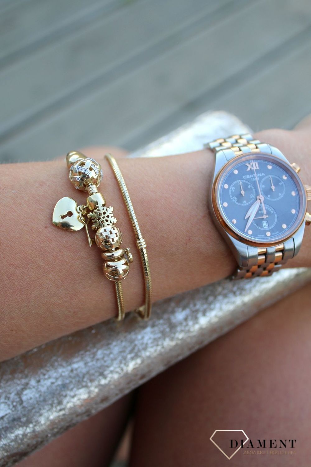 Złota zawieszka charms do bransoletki Yes 333 'Kłódka z kluczykiem'v.jpg