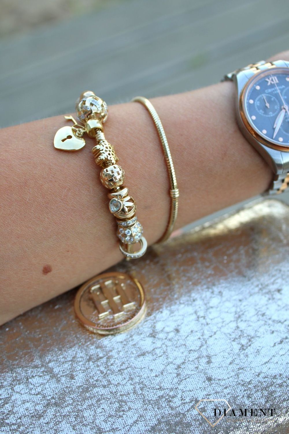 Złota zawieszka charms do bransoletki Yes 333 'Kłódka z kluczykiem'v.jpg