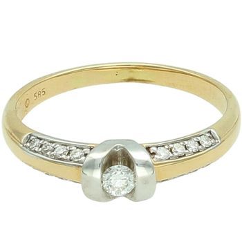 Złoty pierścionek zaręczynowy 585 z 17 diamentami 0,25 ct - rozmiar 19  DIAMENT.jpg