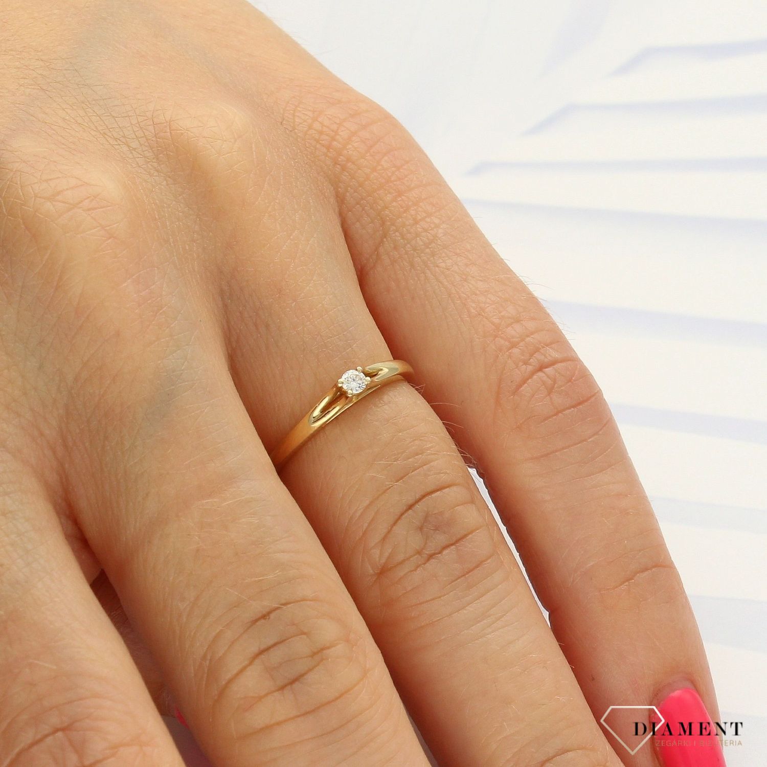 Pierścionek złoty DIAMENT zaręczynowy, diament 42407RD2A.jpg