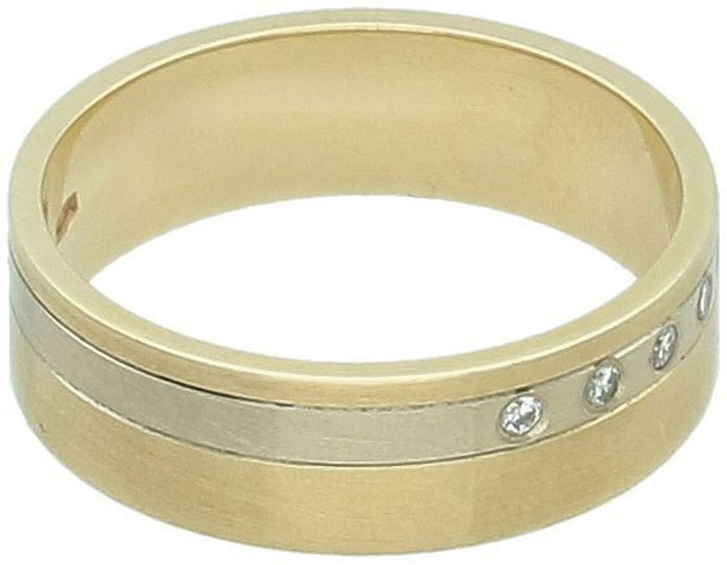 Złota obrączka damska z diamentami - Białe i żółte złoto 585 - OUTLET.jpg