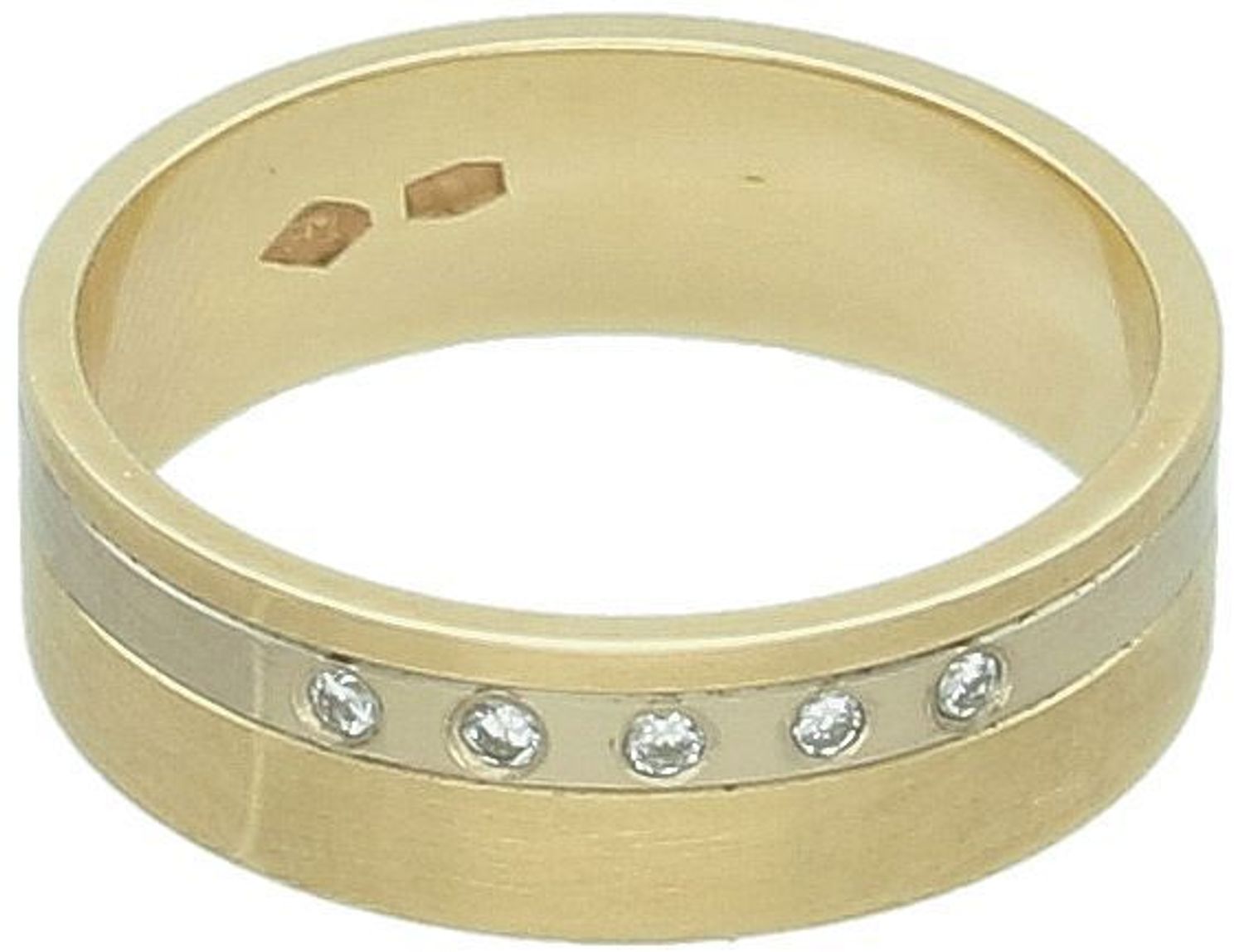 Złota obrączka damska z diamentami - Białe i żółte złoto 585 - OUTLET.jpg