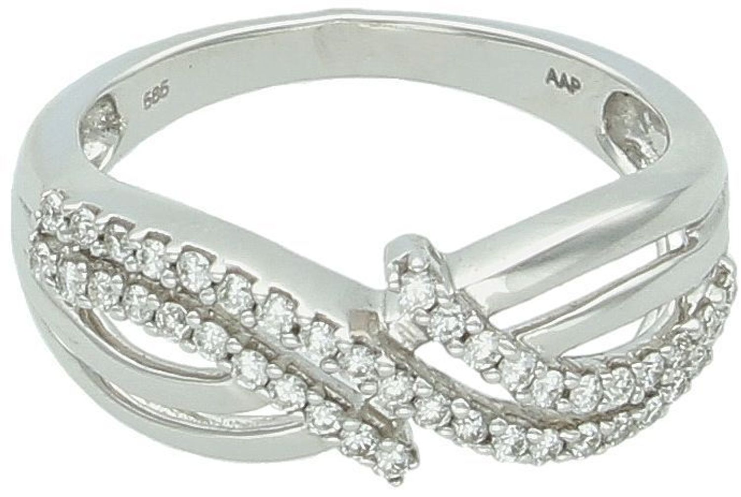 Złoty szeroki pierścionek brylantami  – Rozmiar 14  0660003215.jpg