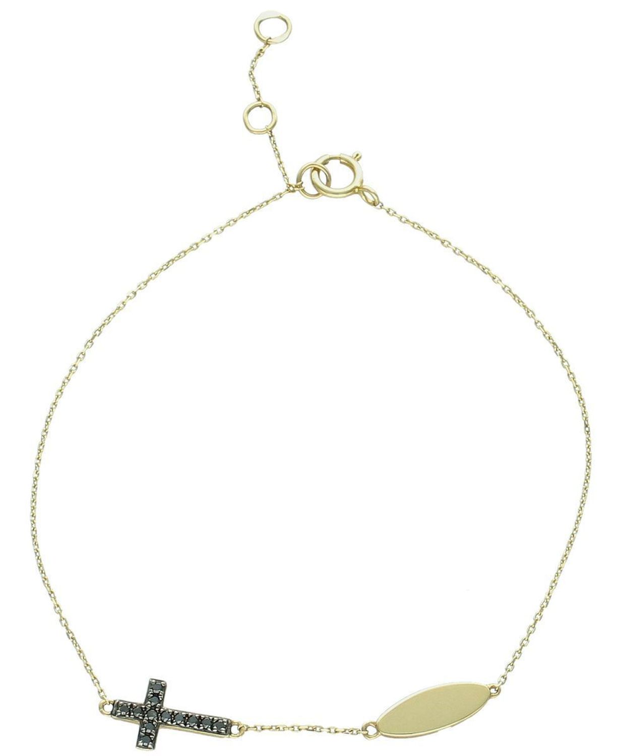 Bransoletka złota damska DIAMENT, krzyż z czarnymi brylantami B05868Y Przepiękna bransoletka ze złota wysadzona czarnymi brylantami. Klasyka w najlepszym wydaniu. Złoto i brylanty to wyjątkowe.jpg