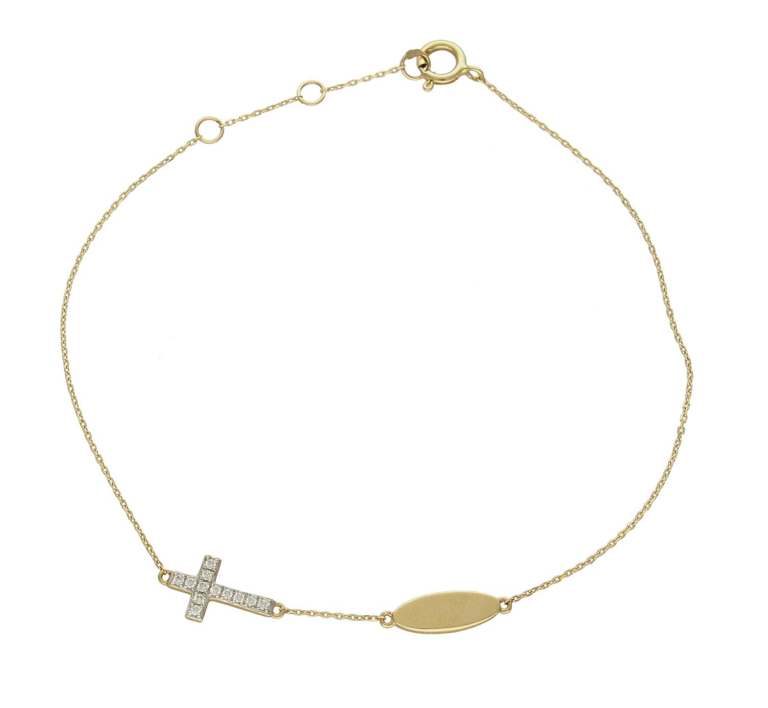 Bransoletka złota DIAMENT, krzyż z brylantami 0660052500. Przepiękna bransoletka ze złota wysadzona brylantami. Klasyka w najlepszym wydaniu. Złoto i brylanty to wyjątkowe połączenie, które kobiety wprost uwielbiają (1).jpg