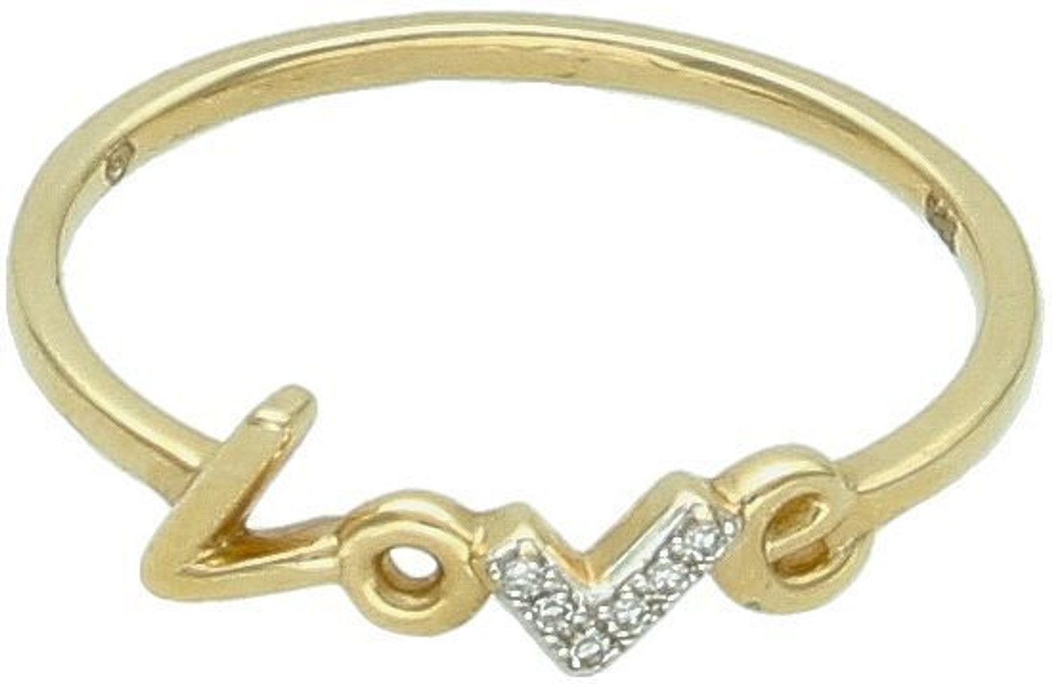 Złoty pierścionek LOVE z diamentami  Żółte złoto 585  R60120  Rozmiar 11.jpg