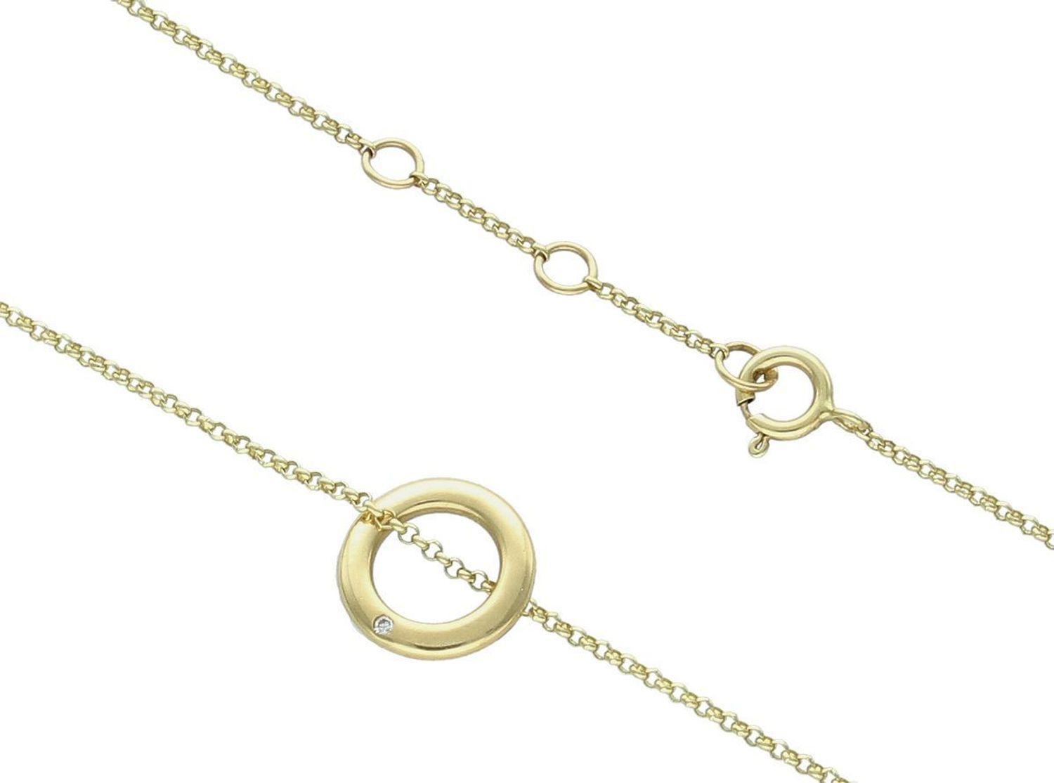 Złoty naszyjnik damski DIAMENT ruchome kółeczko N04968Y 1.jpg